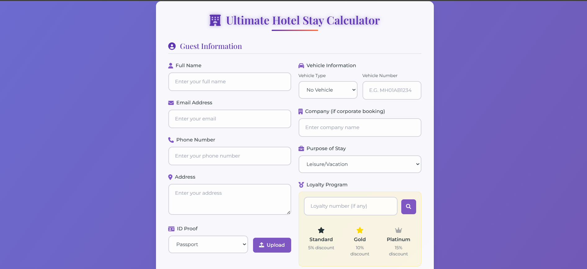 Ultimate Luxury Hotel Stay Calculator