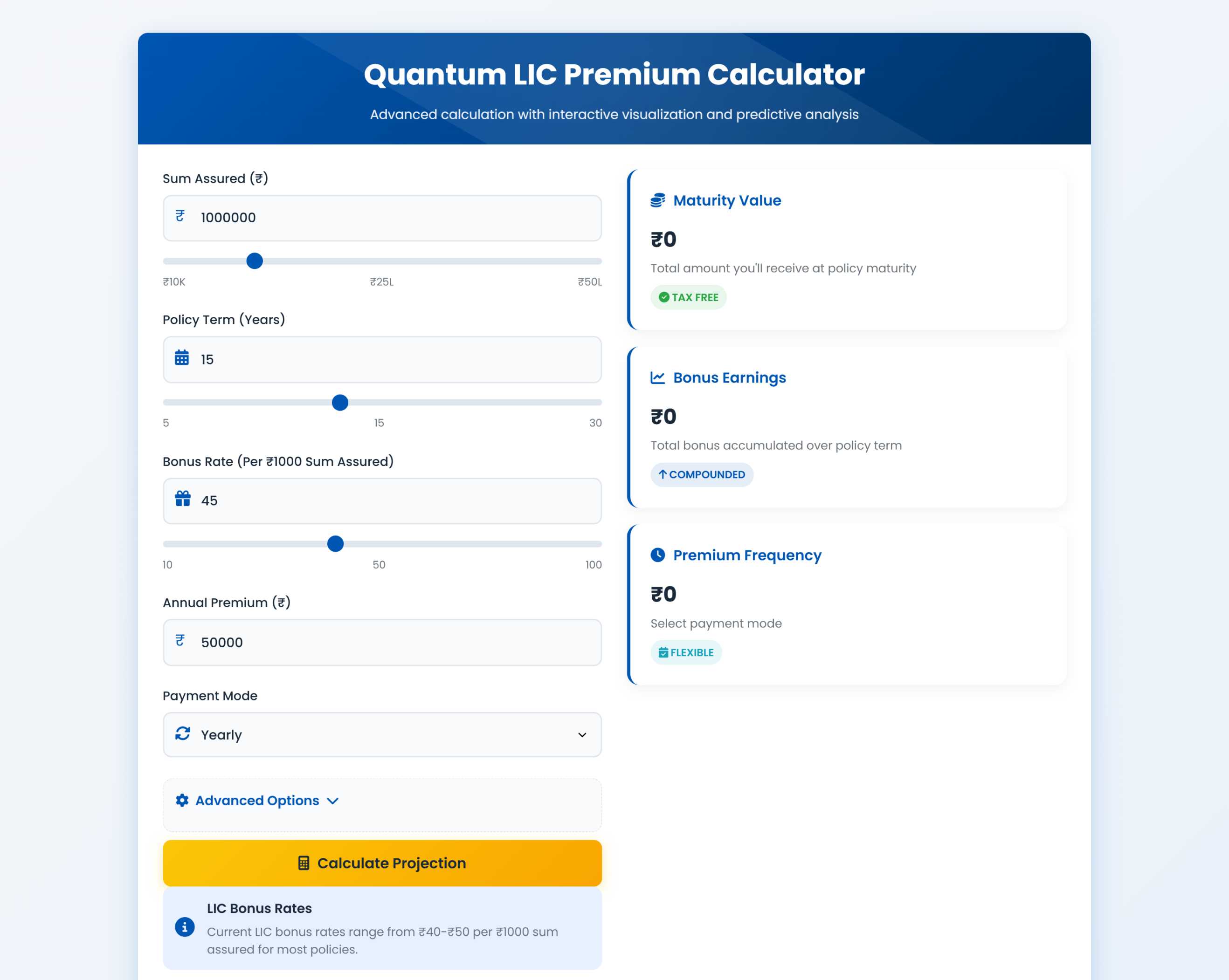 Quantum LIC Premium Calculator